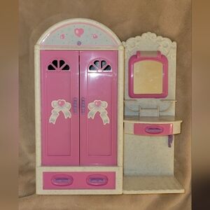 Barbie Wardrobe bedroom armoire 11" Light over Mirror Works Geoffrey Vintage Pre